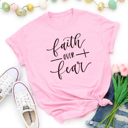 Faith Over Fear Christian T-Shirt Religion Clothing For Women Faith Shirt