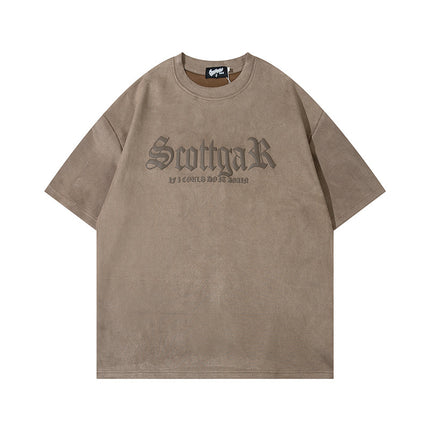 Deerskin Velvet T-shirt Men And Women Street Loose Couple Half Sleeve Top